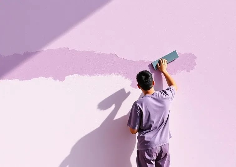 Application d'un enduit décoratif à la lisseuse sur un mur